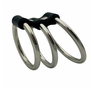 Хомут на пенис из трех металлических колец Хомут на пенис из трех металлических колец