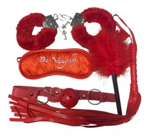 Набор БДСМ для эротических игр красного цвета 