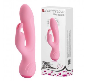 Вибромассажер Broderick с клиторальным стимулятором - 17,9 см,цвет нежно-розовый Вибромассажер Broderick с клиторальным стимулятором - 17,9 см,цвет нежно-розовый