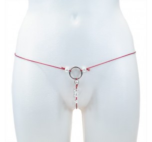 Трусики-стринги с бусинами красные Трусики-стринги с бусинами красные