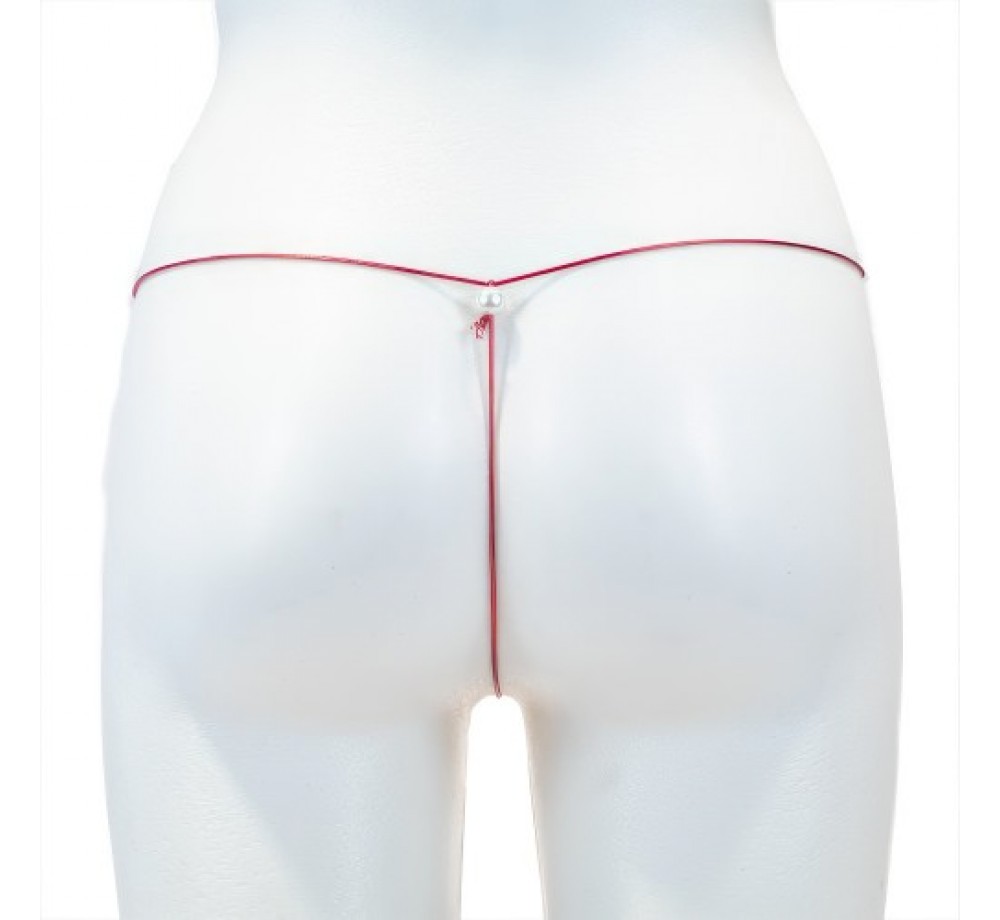 Трусики-стринги с бусинами красные Трусики-стринги с бусинами красные