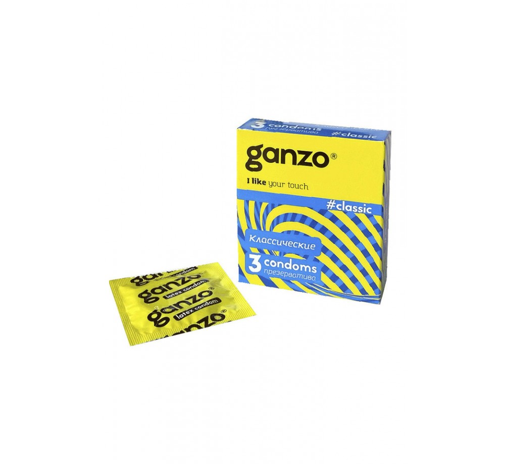 Презервативы Ganzo, classic, классические, латекс, двойная смазка, 18,5 см, 5,2 см, 3 шт. арт 112а
