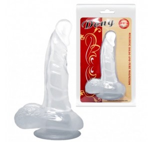 Фаллоимитатор на присоске с мошонкой прозрачный 