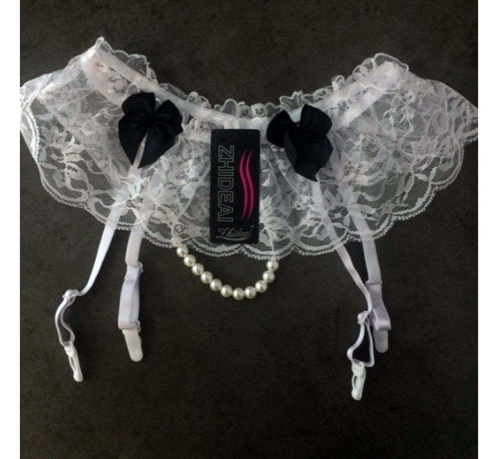 ПОЯС ДЛЯ ЧУЛОК С НИТКОЙ ЖЕМЧУГА, БЕЛЫЙ ПОЯС ДЛЯ ЧУЛОК С НИТКОЙ ЖЕМЧУГА, БЕЛЫЙ