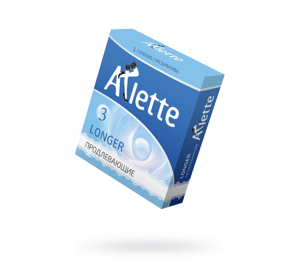 Презервативы Arlette, longer, латекс, продлевающие, 18 см, 5,2 см, 3 шт.