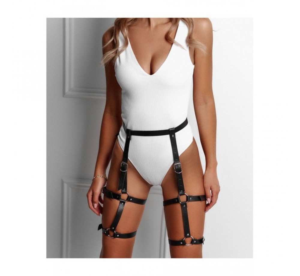 Гартер на бедра, кожа, черный, ADELINA, размер OS, арт 3292-2 Гартер на бедра, кожа, черный, ADELINA, размер OS, арт 3292-2