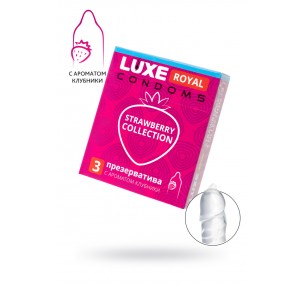 Презервативы Luxe, royal, strawberry collection, 18 см, 5,2 см, 3 шт. 