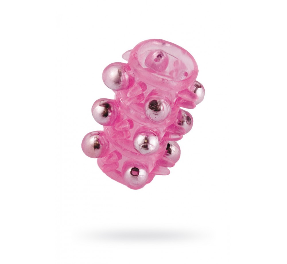 НАСАДКА С БУСИНКАМИ TOYFA, TPE, РОЗОВАЯ, 5 СМ