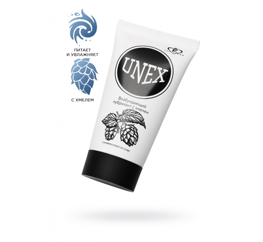Лубрикант UNEX с возбуждающим эффектом, на силиконовой основе с хмелем, 50 мл Лубрикант UNEX с возбуждающим эффектом, на силиконовой основе с хмелем, 50 мл