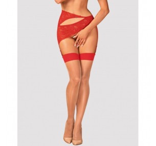 Чулки бежевые с красной резинкой размер S/M Чулки бежевые с красной резинкой размер S/M