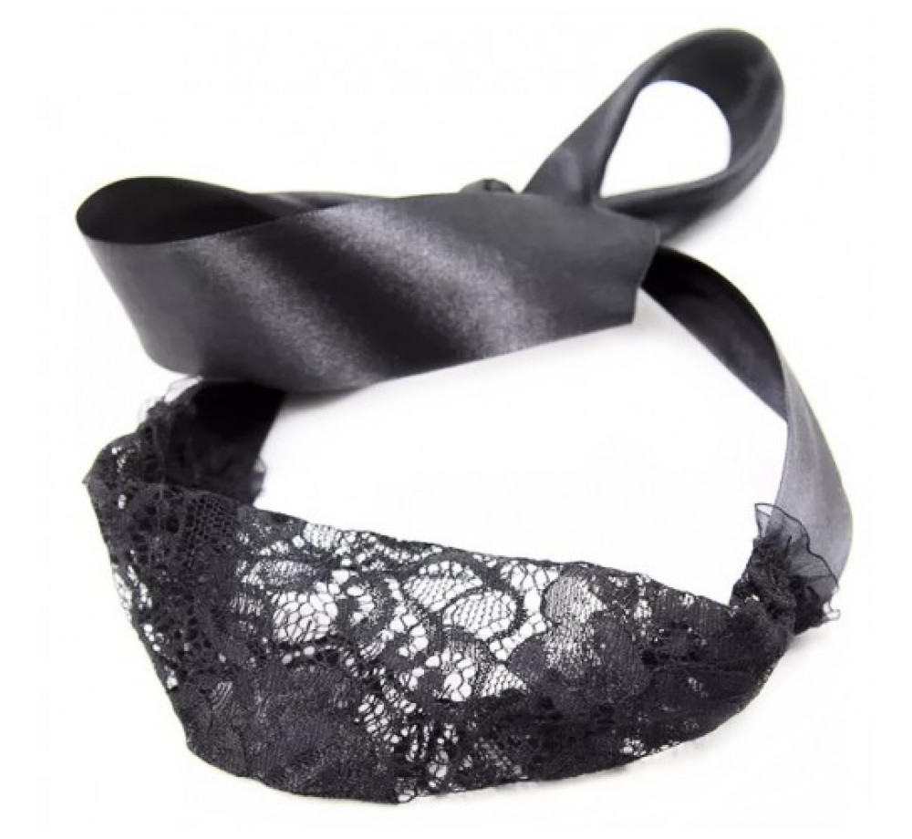 Ажурная черная маска с атласной лентой Ажурная черная маска с атласной лентой