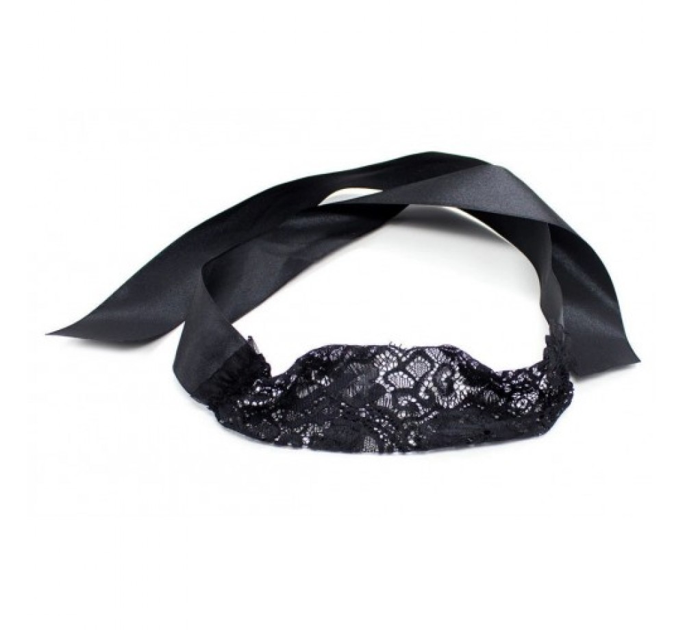 Ажурная черная маска с атласной лентой Ажурная черная маска с атласной лентой