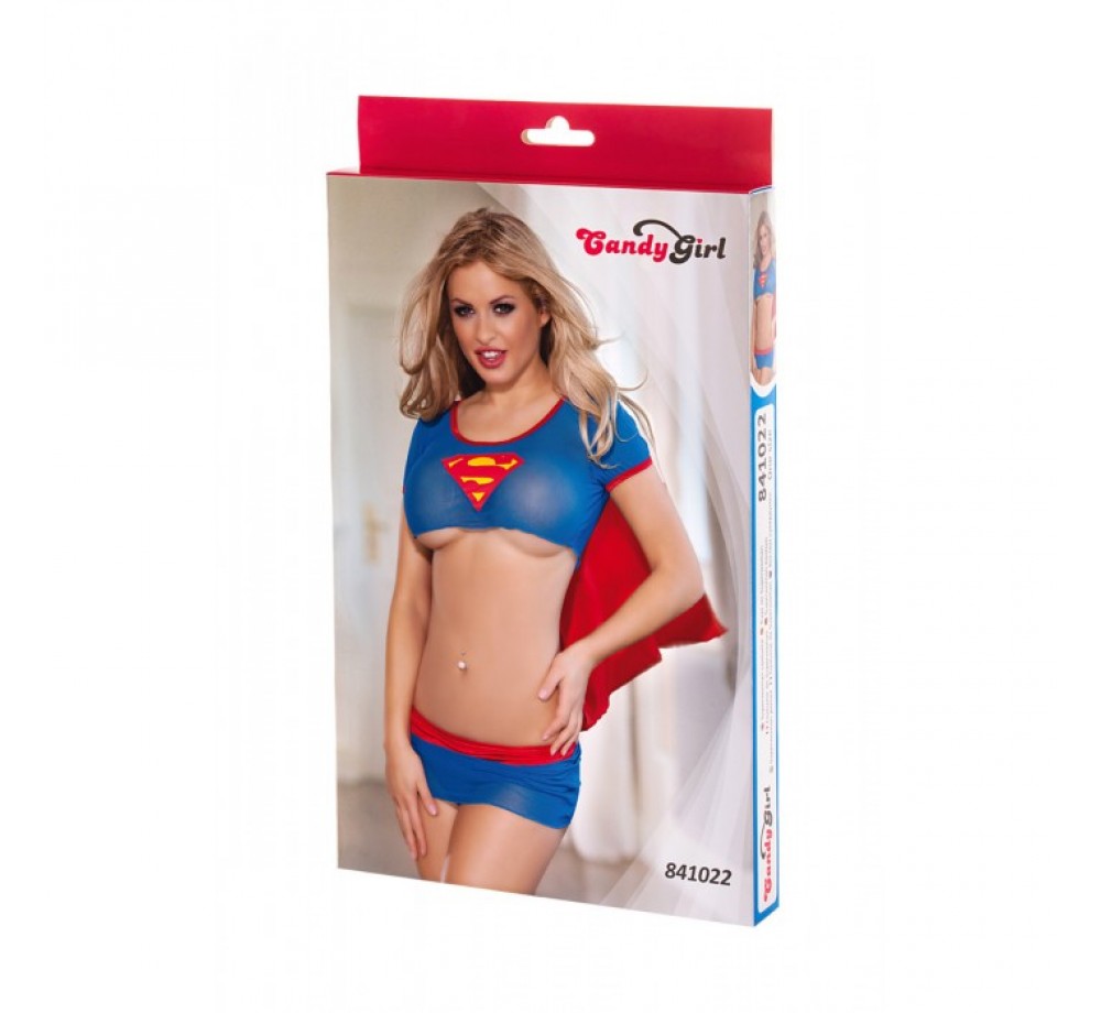 КОСТЮМ СУПЕРВУМАН CANDY GIRL (ТОП, ЮБКА, СТРИНГИ), СИНЕ-КРАСНЫЙ, OS КОСТЮМ СУПЕРВУМАН CANDY GIRL (ТОП, ЮБКА, СТРИНГИ), СИНЕ-КРАСНЫЙ, OS