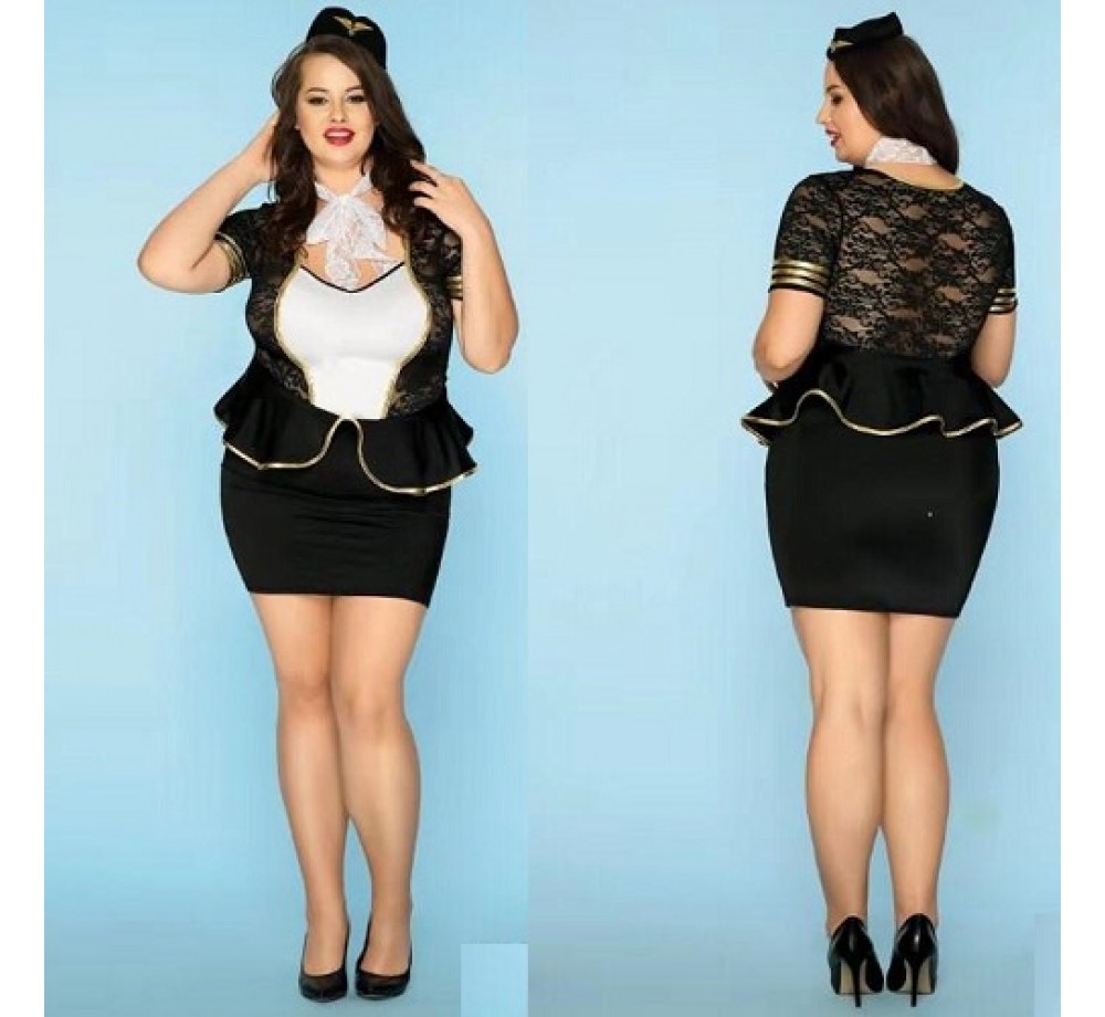 Стюардесса - Костюм Cтюардессы с пилоткой размер XXL, 