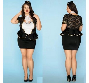 Стюардесса - Костюм Cтюардессы с пилоткой размер XXL,  