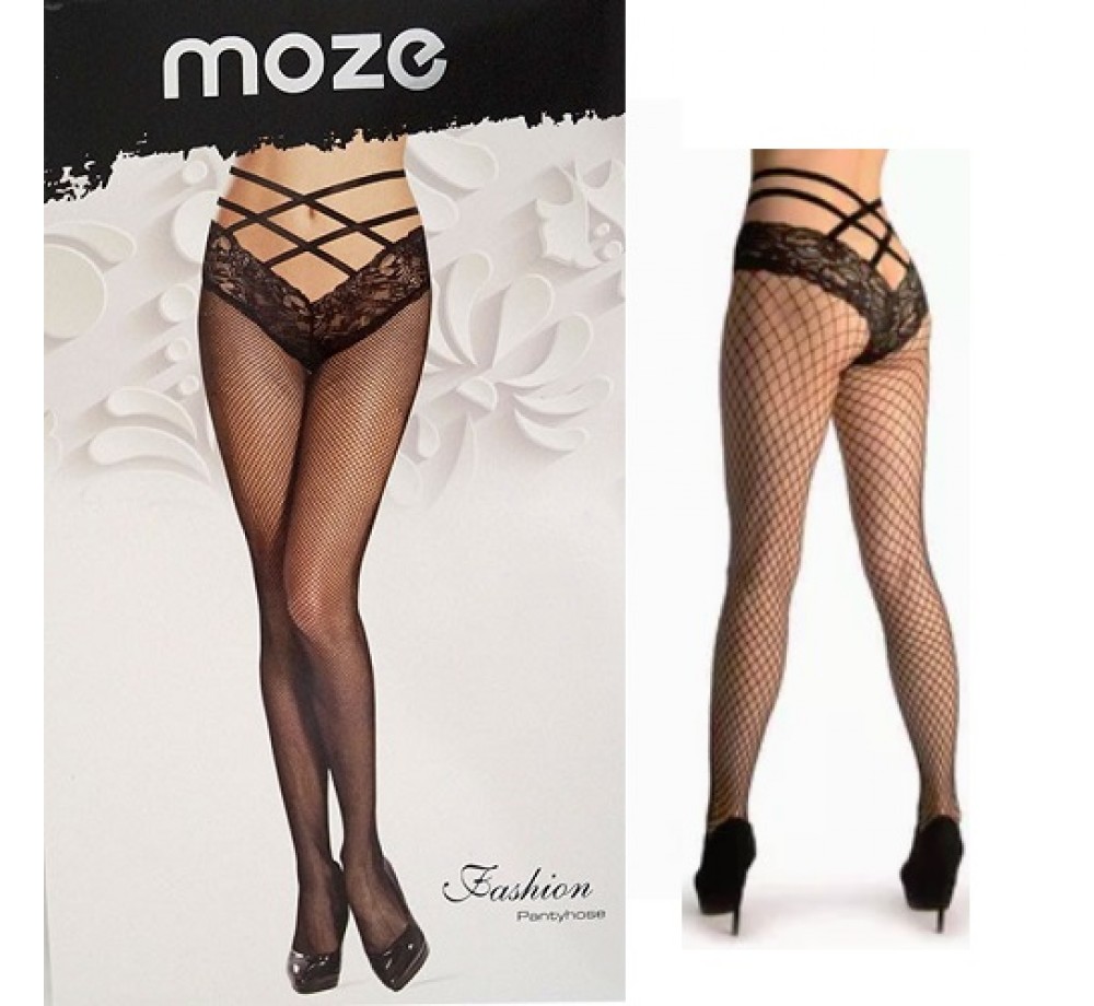 Секси-колготки - Колготки MOZE сетка с V-образным верхом черные, 9821 Секси-колготки - Колготки MOZE сетка с V-образным верхом черные, 9821