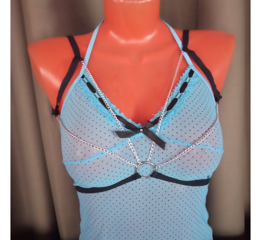 Черный текстильный стреп с цепочкой