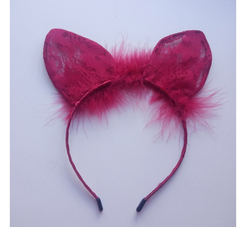 Ободок кошачьи ушки из кружева