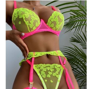 Кружевной комплект женского нижнего белья розово-салатовый,размер М,L Кружевной комплект женского нижнего белья розово-салатовый,размер М,L