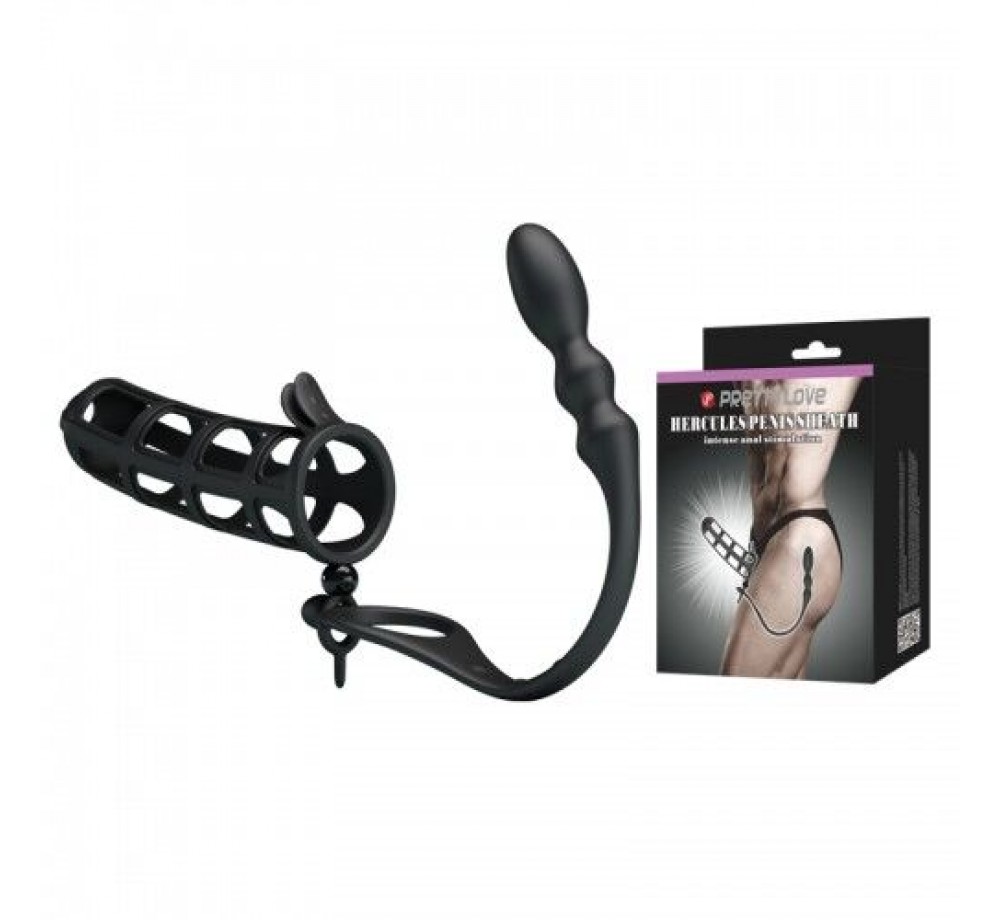 Насадка на член с ребристым анальным плагом Насадка на член с ребристым анальным плагом