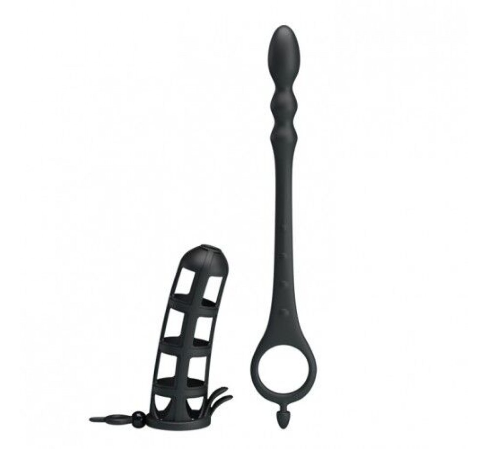 Насадка на член с ребристым анальным плагом Насадка на член с ребристым анальным плагом