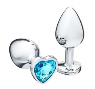 Анальная пробка, серебряная, с голубым кристаллом, D = 34 мм Анальная пробка, серебряная, с голубым кристаллом, D = 34 мм