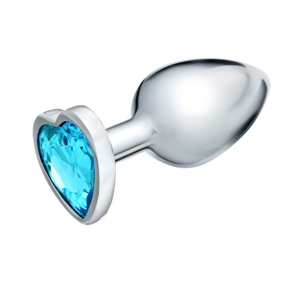 Анальная пробка, серебряная, с голубым кристаллом, D = 34 мм Анальная пробка, серебряная, с голубым кристаллом, D = 34 мм