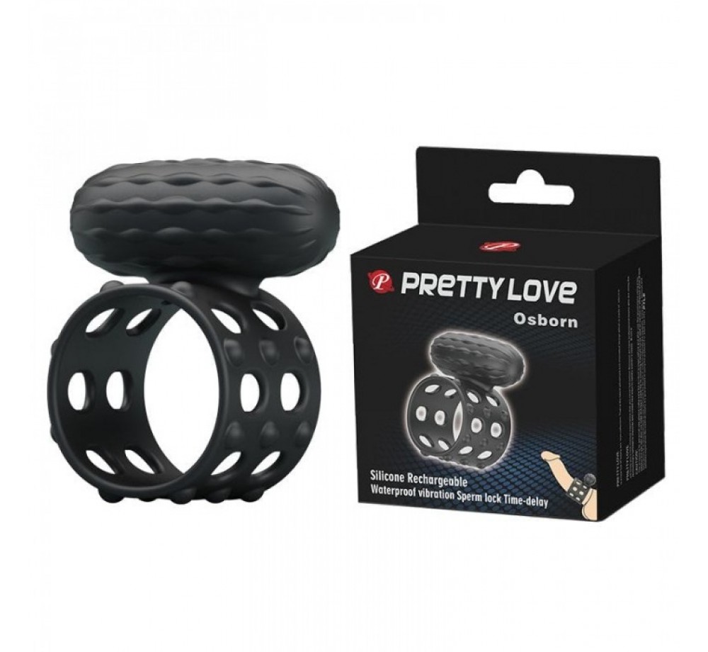 ЭРЕКЦИОННОЕ КОЛЬЦО-НАСАДКА С ВИБРАЦИЕЙ PRETTY LOVE В ЧЕРНОМ ЦВЕТЕ. Bi-210170