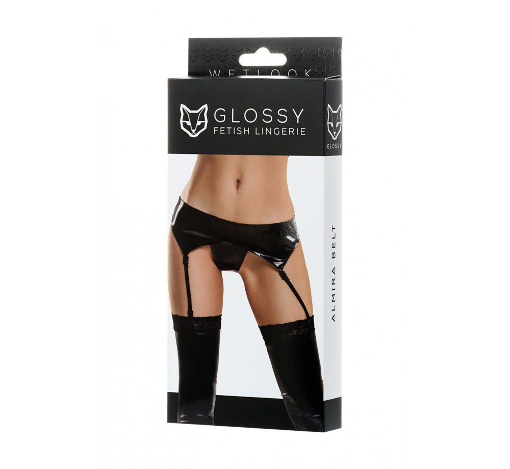 КОМПЛЕКТ GLOSSY ИЗ МАТЕРИАЛА WETLOOK (ПОЯС С ПАЖАМИ ДЛЯ ЧУЛОК И ТРУСИКИ), ЧЕРНЫЙ, S, 955021-S КОМПЛЕКТ GLOSSY ИЗ МАТЕРИАЛА WETLOOK (ПОЯС С ПАЖАМИ ДЛЯ ЧУЛОК И ТРУСИКИ), ЧЕРНЫЙ, S, 955021-S